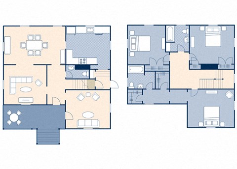 Floor plan for 3 beds, 2.5 baths, 1980 sqft